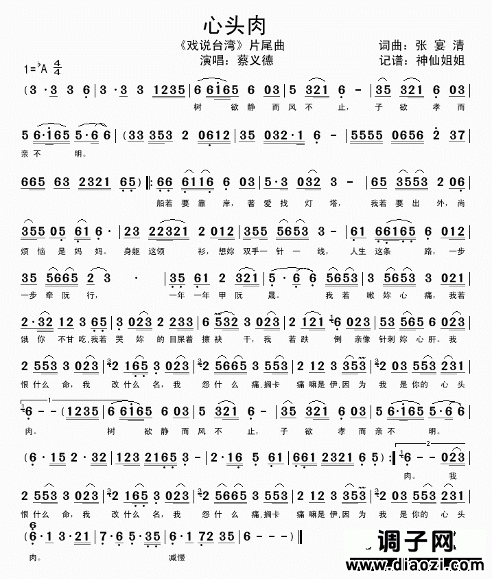 心头肉 《戏说台湾》片尾曲