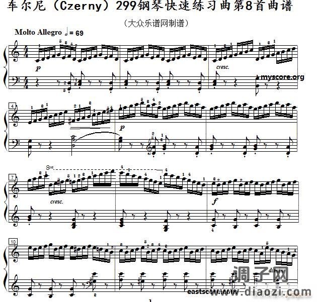 车尔尼《 钢琴快速练习曲》（Czerny 299）第1首 及练习提示