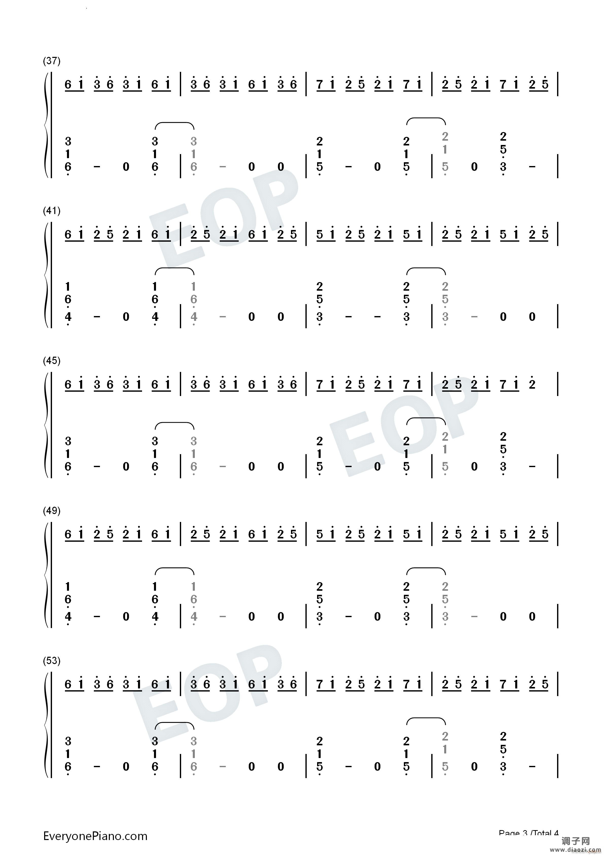 O-Fly On简单伴奏谱