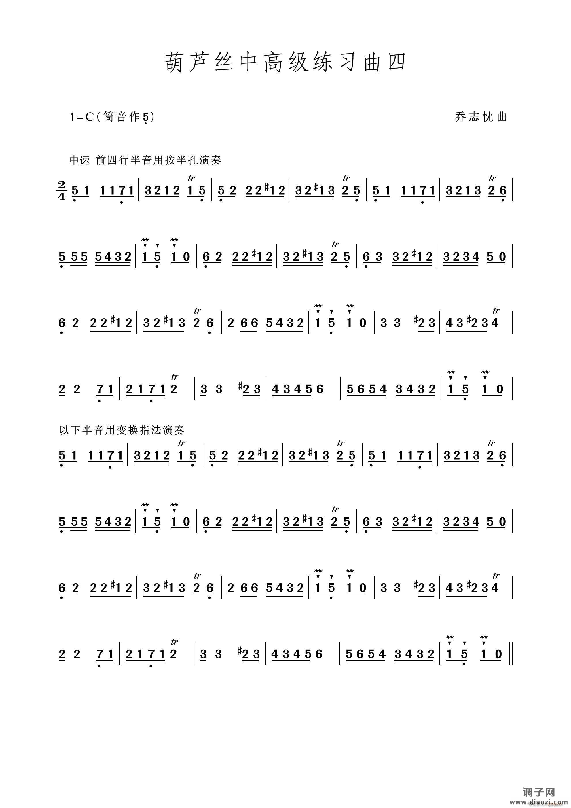 中高级练习曲四（葫芦丝独奏）