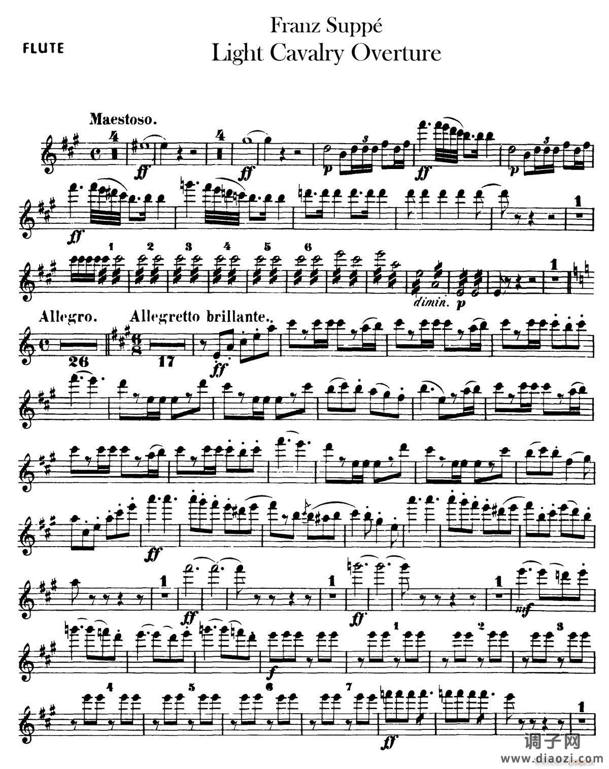 Light Cavalry Overture（轻骑兵序曲）（管乐合奏长笛分谱）