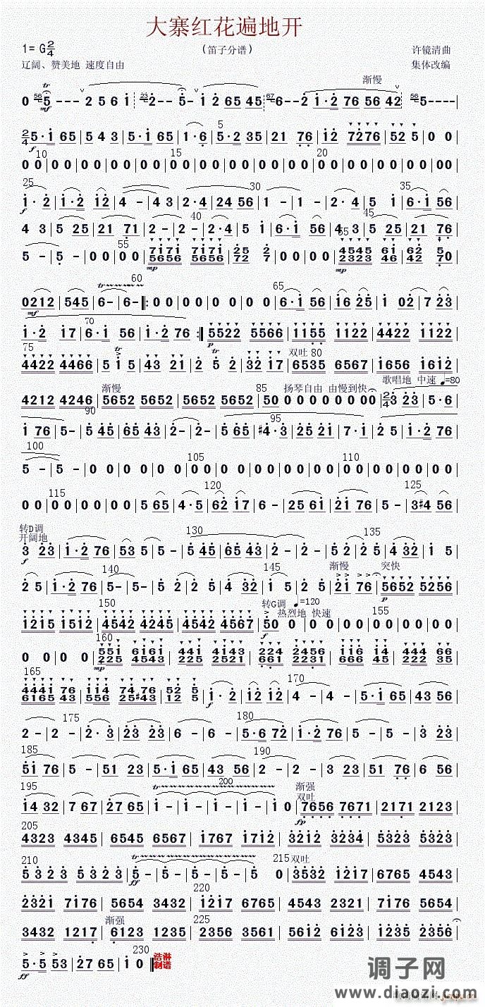 大寨红花遍地开(笛子(修改版))
