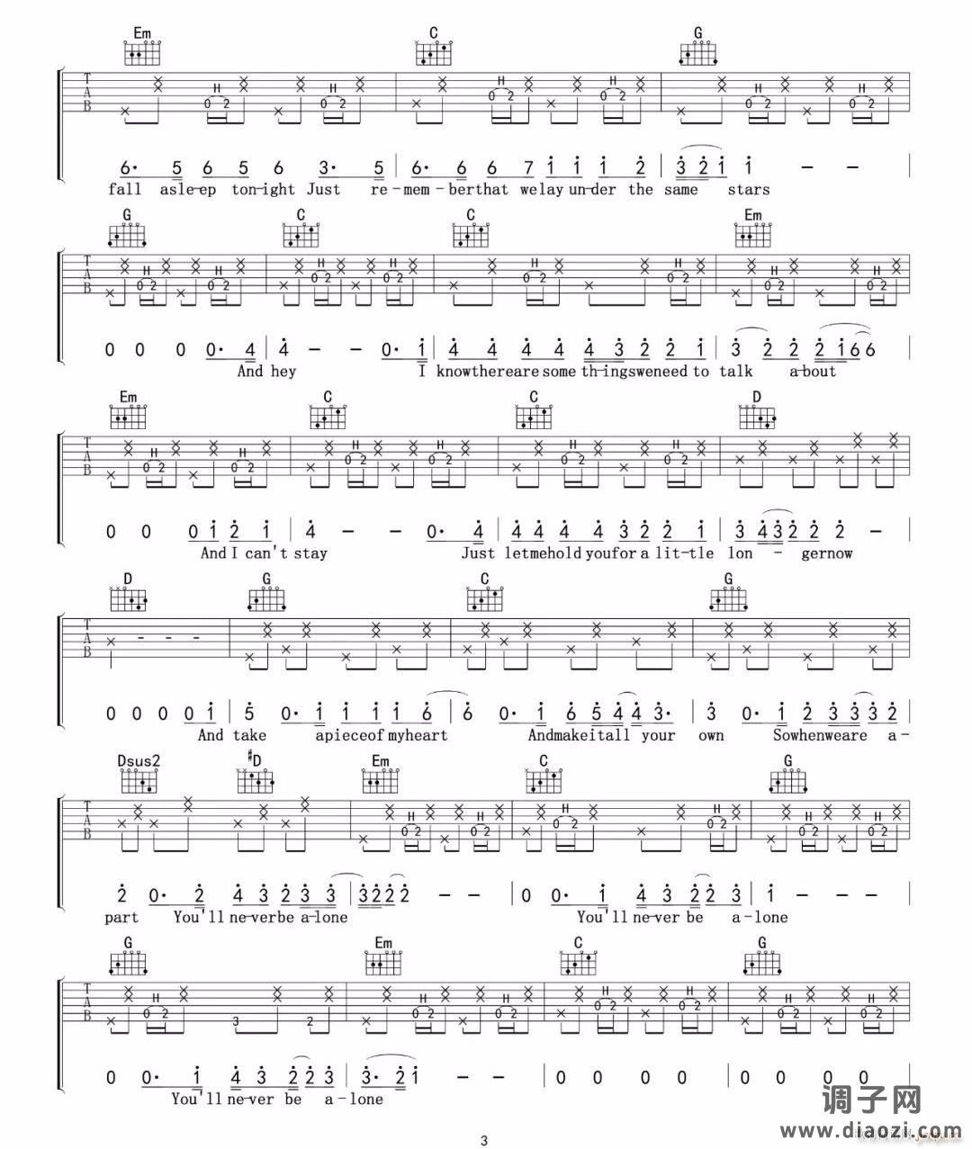 Never-Be-Alone （ G调）