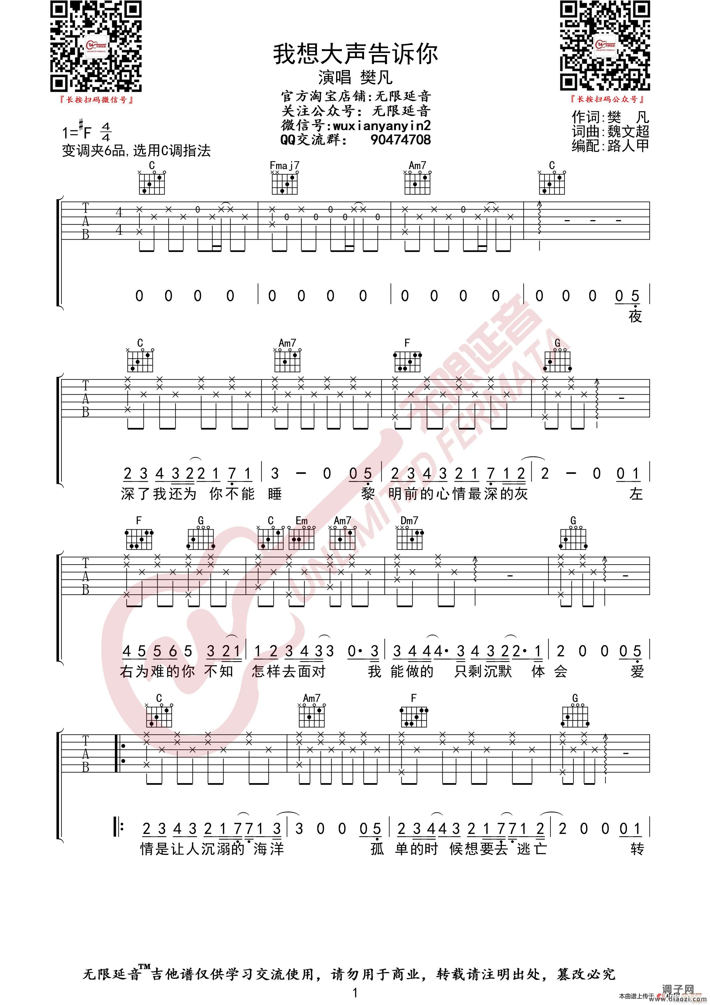 樊凡 我想大声告诉你 （无限延音编配）