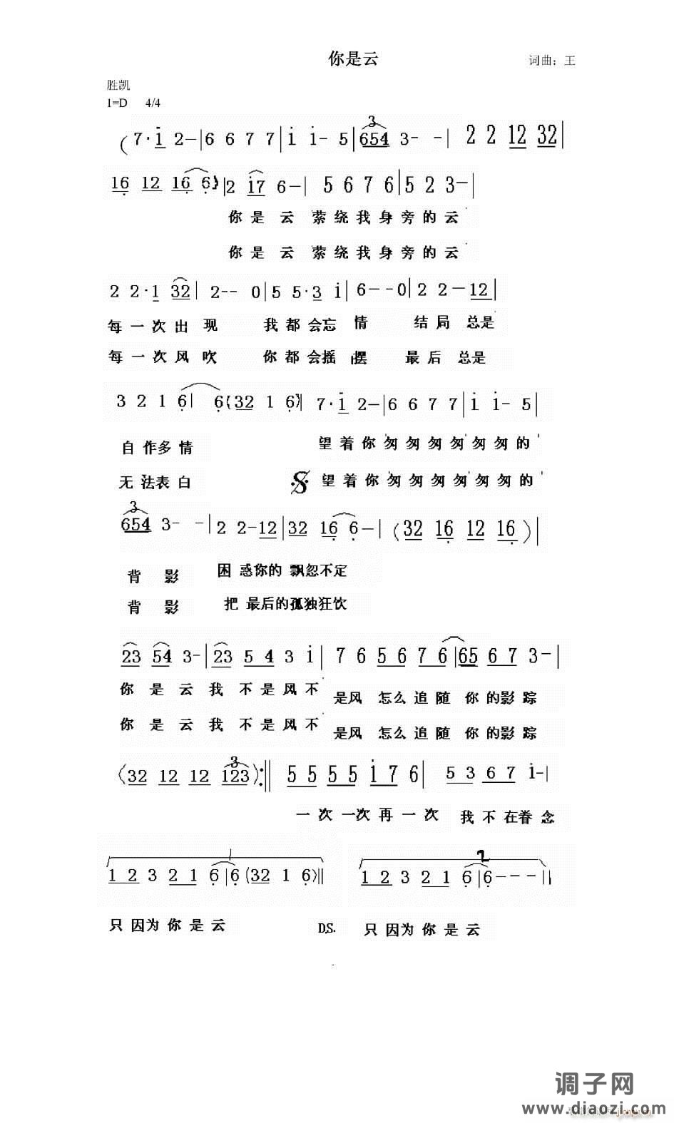 [通俗]  《你是云》（王胜凯词曲）