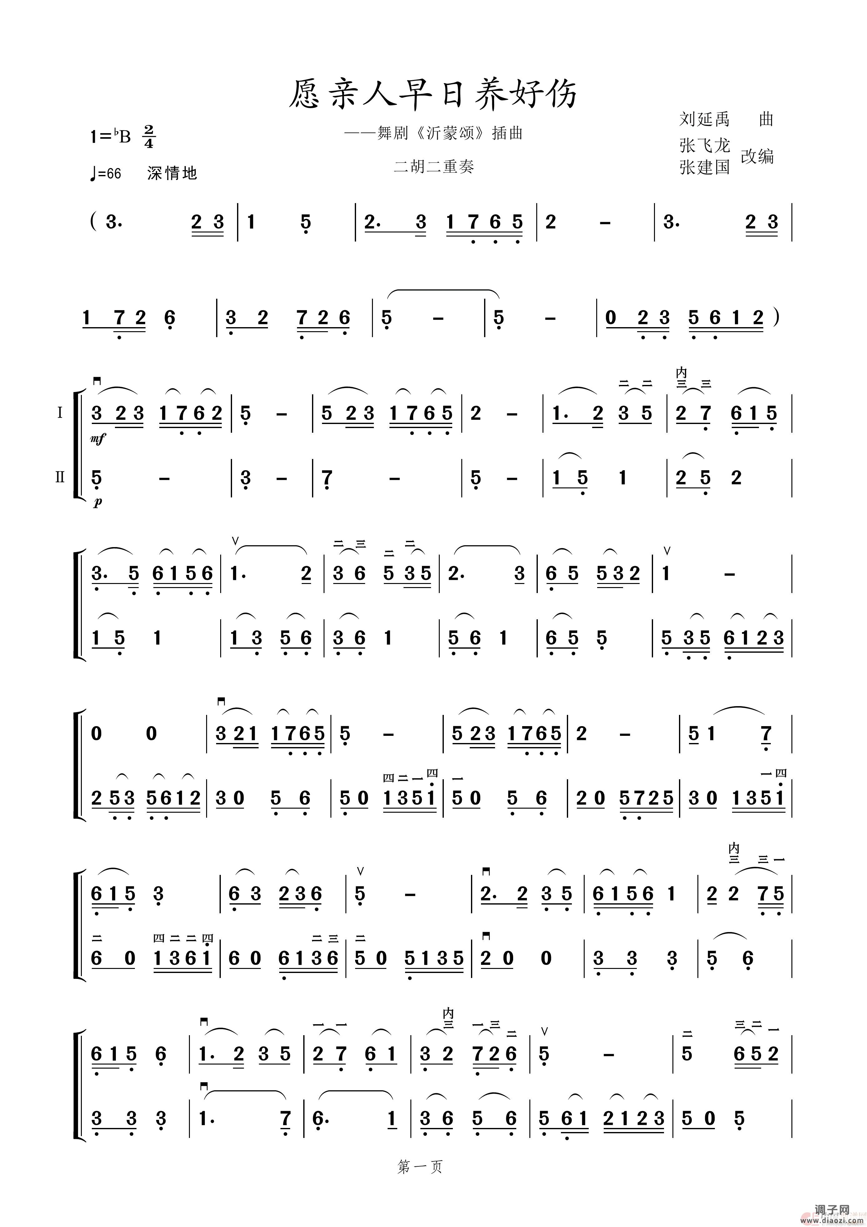 愿亲人早日养好伤（[二胡重奏]张飞龙、张建国改编）