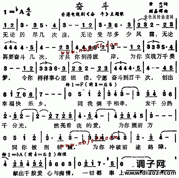 奋斗(同名电视剧主题歌、粤语)