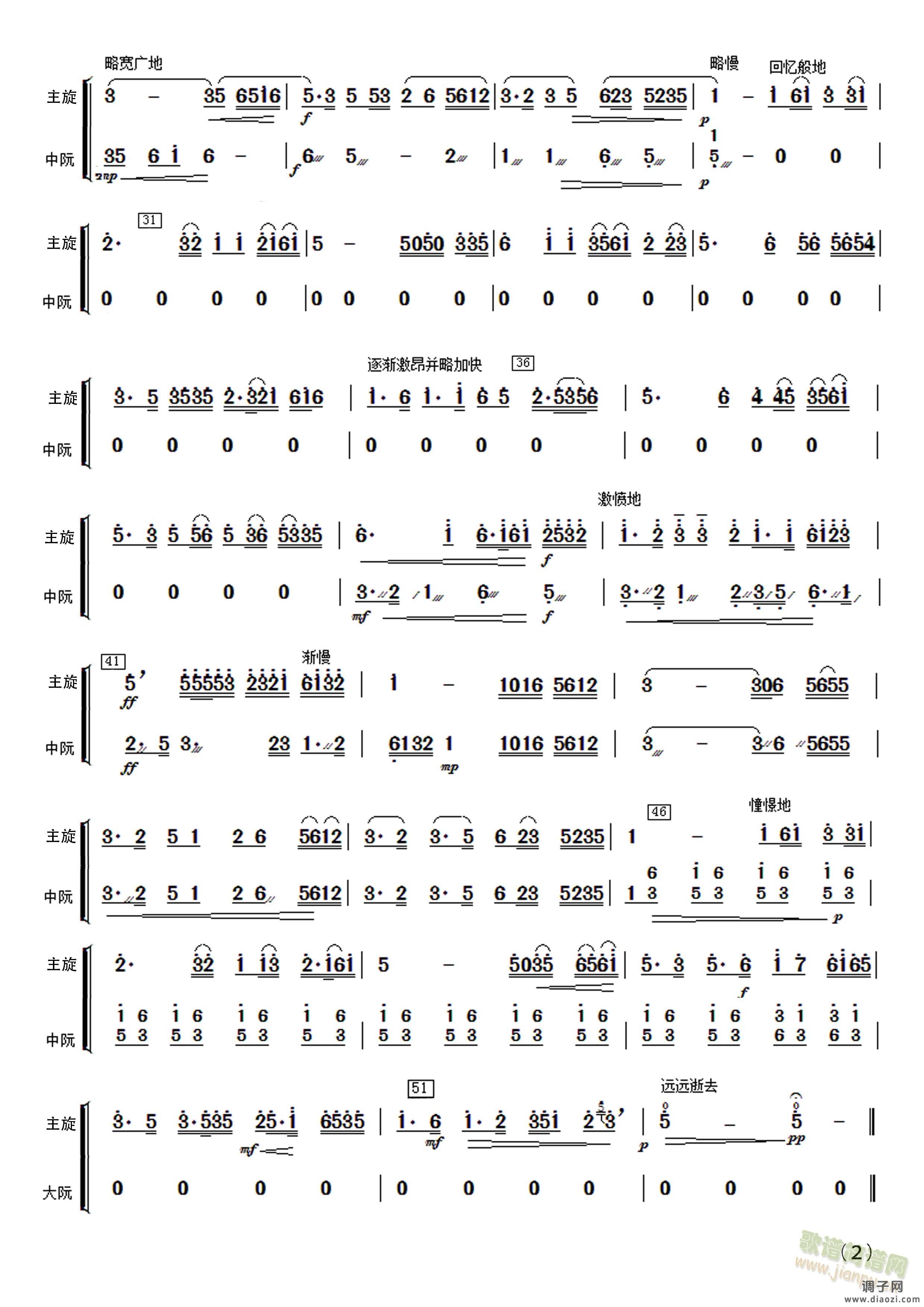 民乐合奏《二泉映月》中阮分谱
