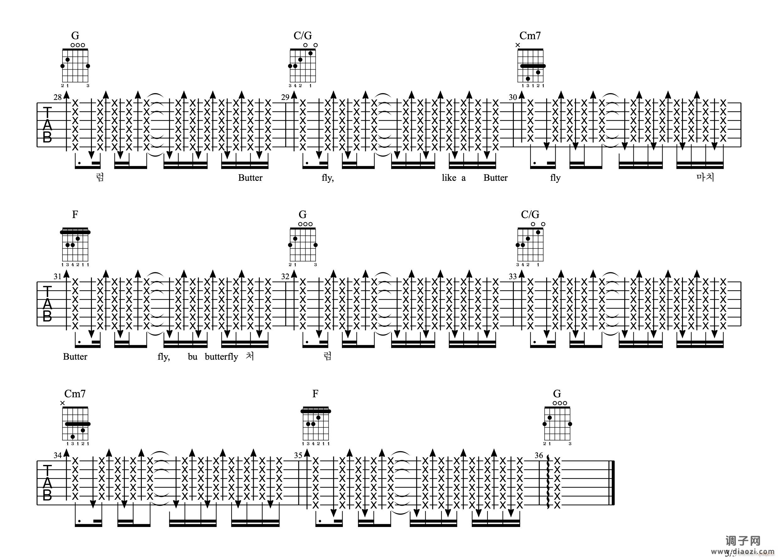 Butterfly （ G调原版编配）