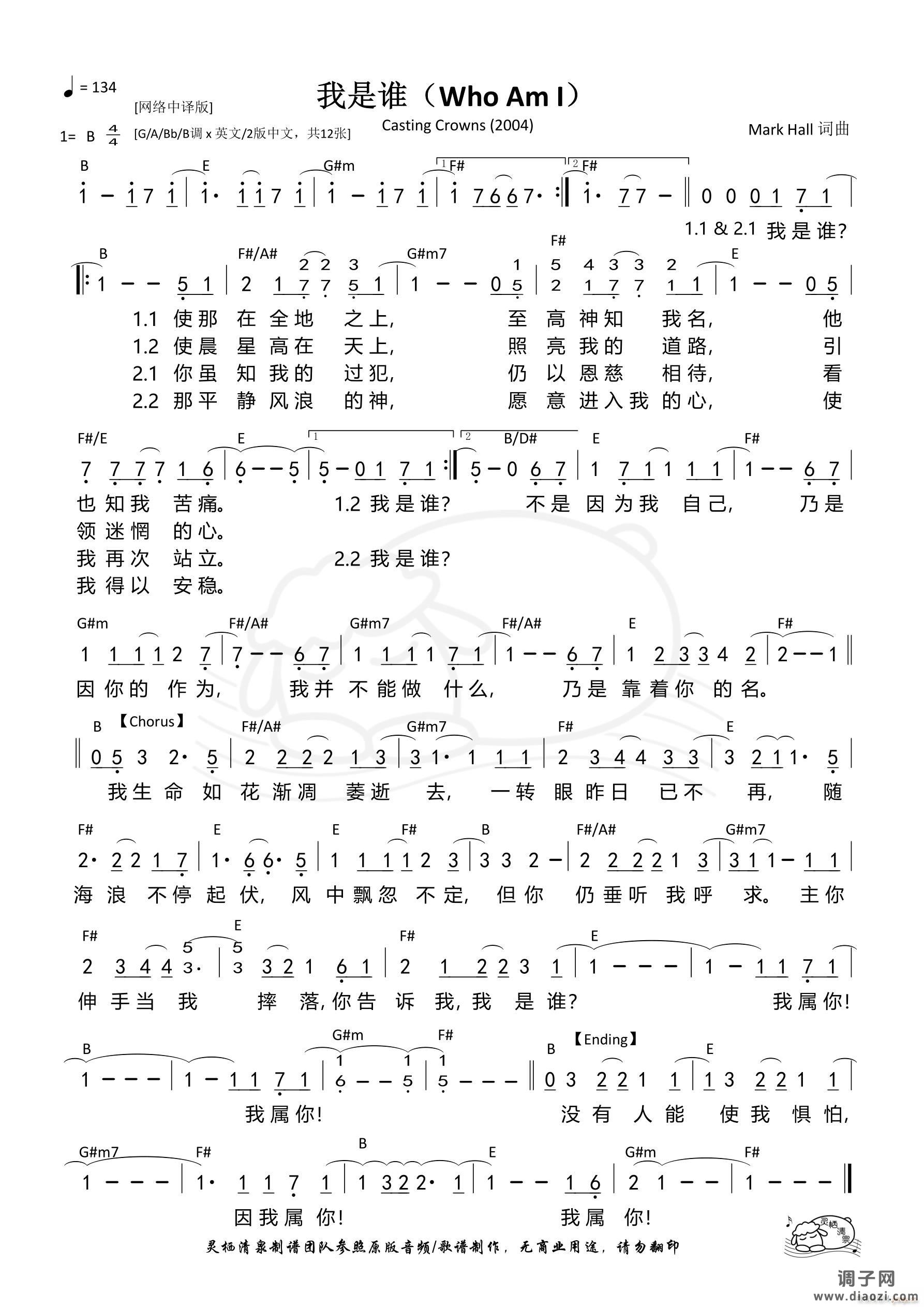 我是谁(Who Am I)(网络版B调)(第1116首)