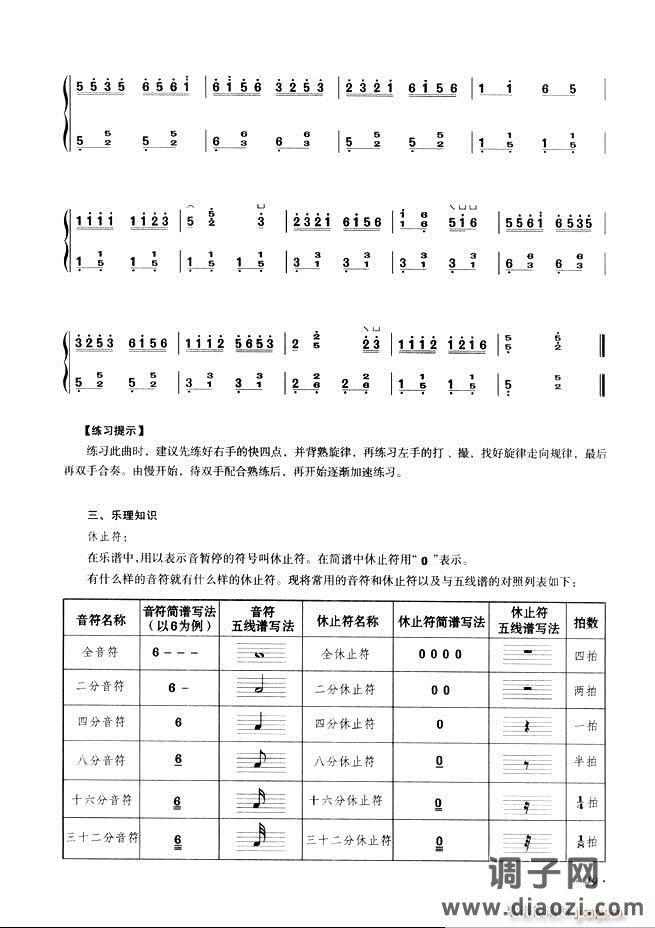 古筝基础教程三十三课目录1-60