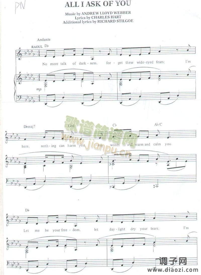 ALL I ASK OF YOU  （韦伯音乐剧《剧院魅影》男女声二重唱）