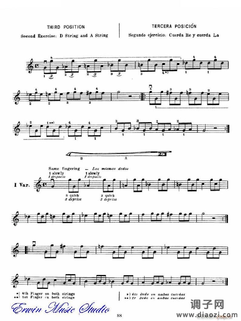麦亚班克小提琴演奏法第三部分-第二和第三把位的位置6 提琴谱