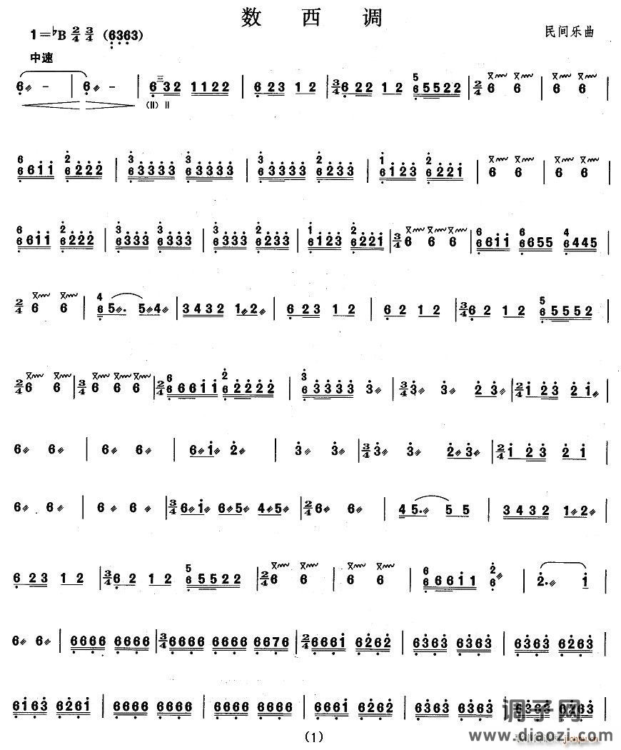 柳琴考级曲目三级：数西调