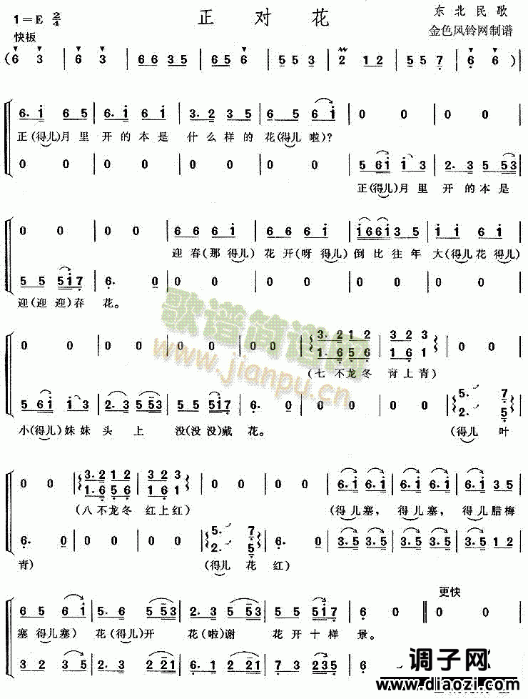 正对花(东北民歌)