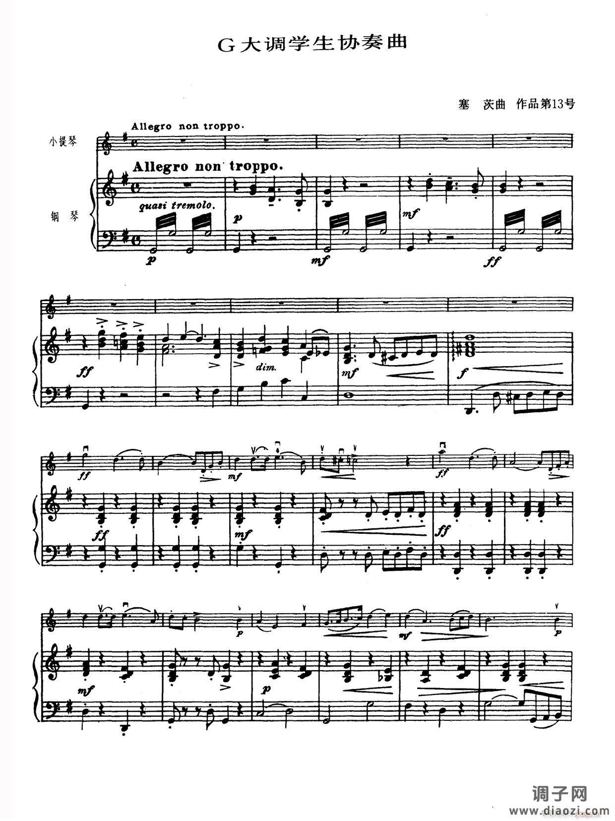 G大调学生协奏曲（塞茨作品第13号）