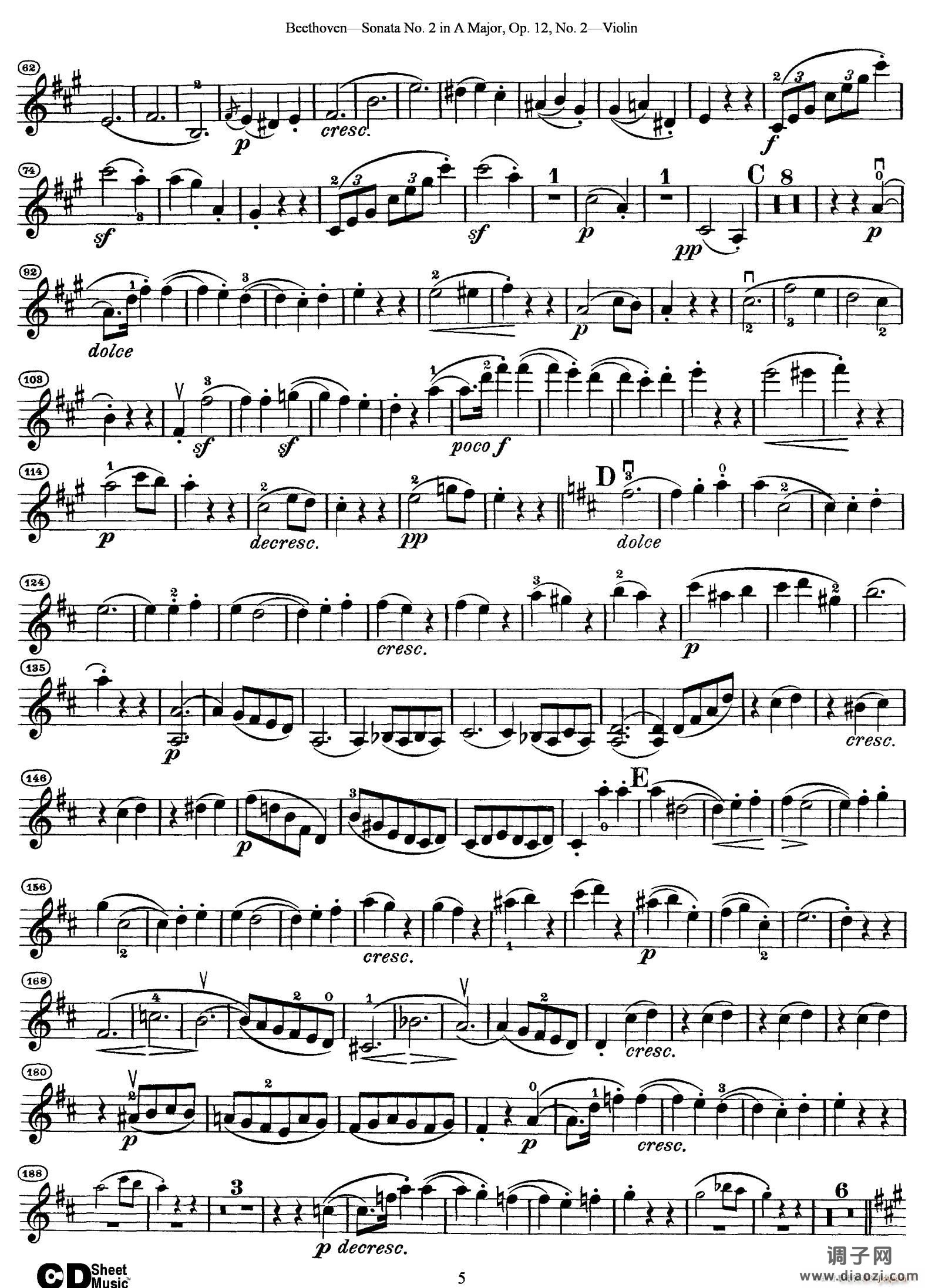 A大调第二小提琴奏鸣曲（Sonata No 2 in A Major Op 12 No 2）