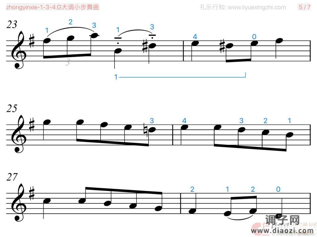 G大调小步舞曲-巴赫 [大字排版]（小提琴）