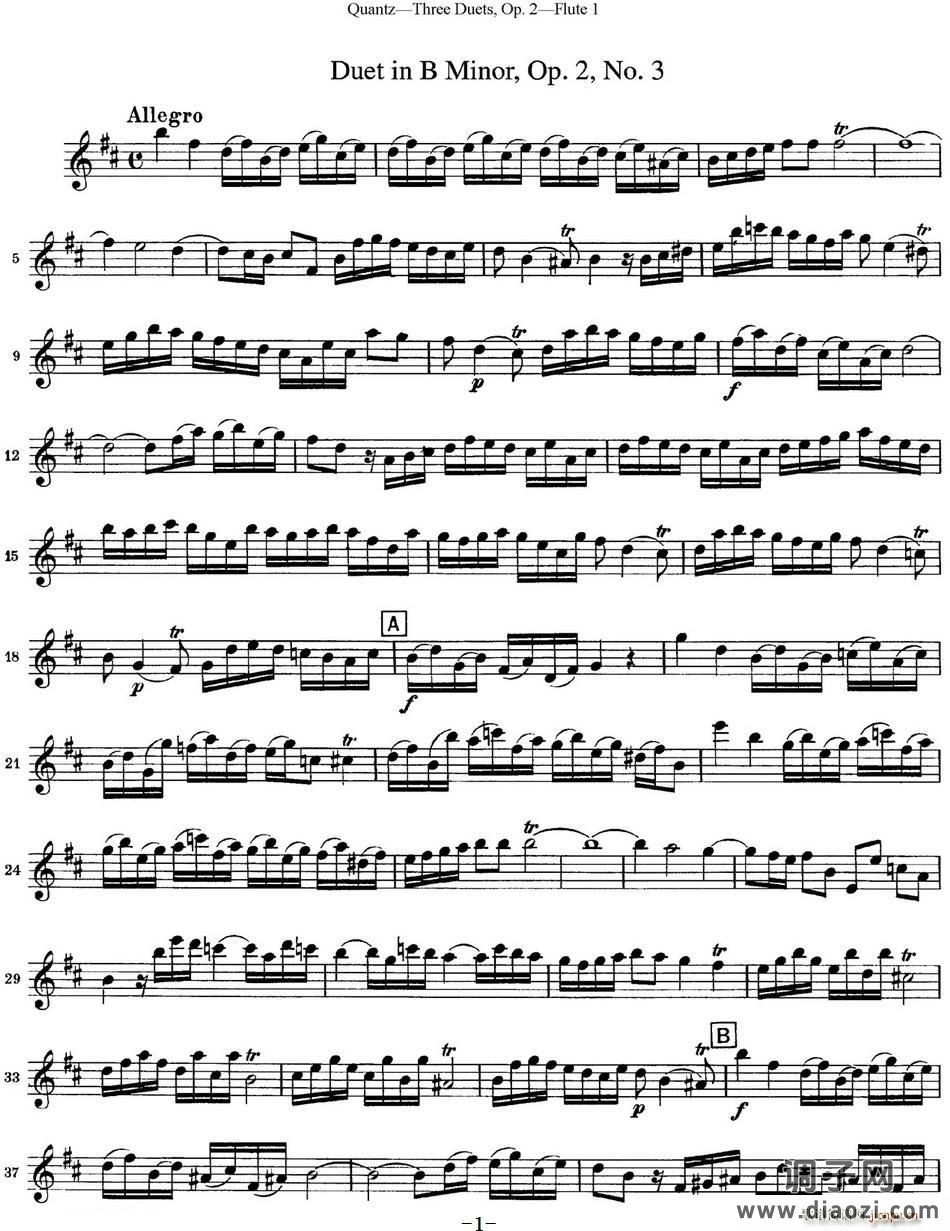 匡茨G大调长笛二重奏Op 2——Flute 1（No 3） 长笛