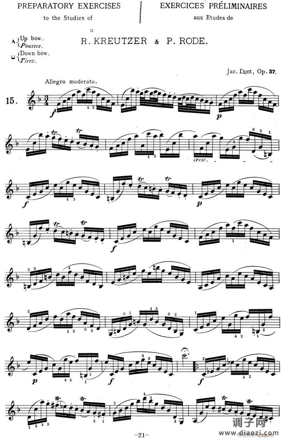 顿特24首小提琴练习曲 作品37—15 提琴