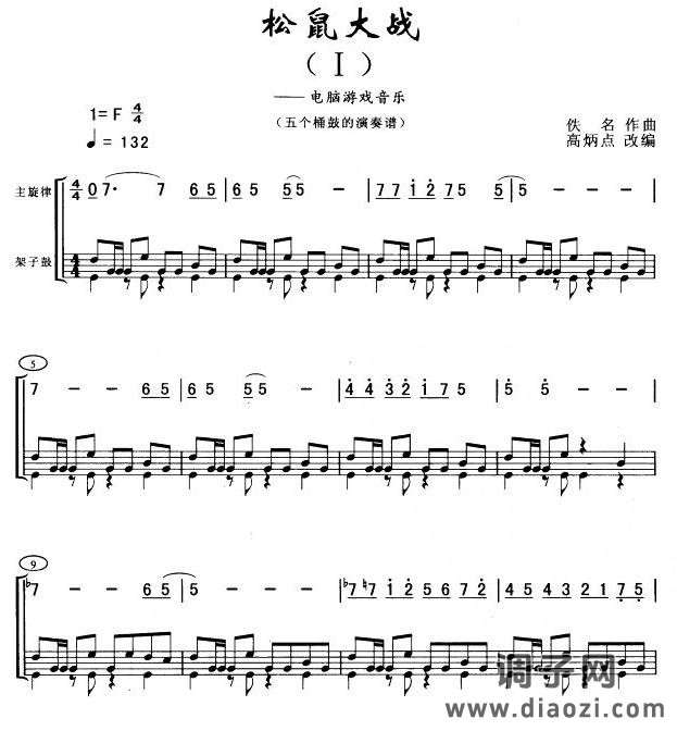 松鼠大战(五桶架鼓谱)