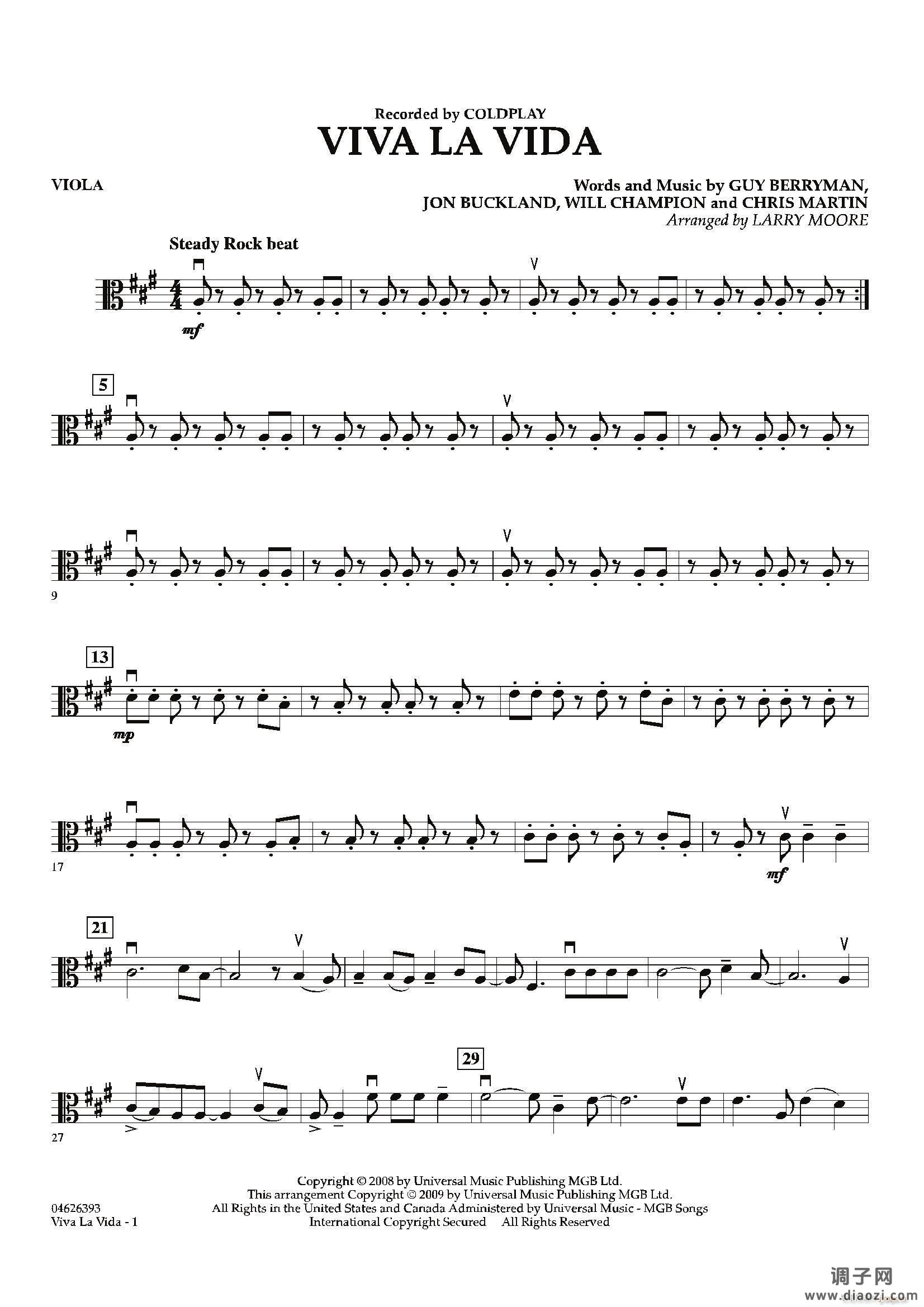 VIVA LA VIDA（中提琴分谱）