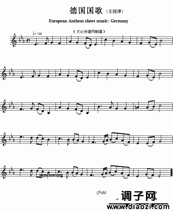 欧洲各国国歌曲谱：德国（European Anthem sheet music:Germany）