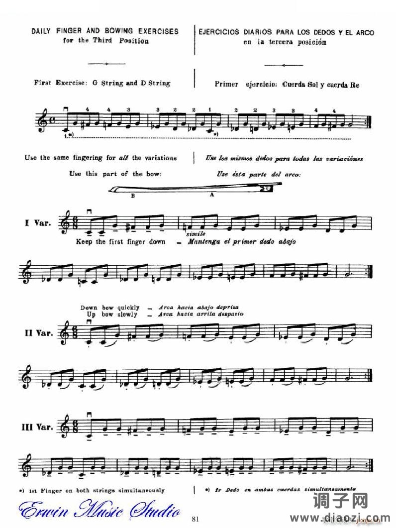 麦亚班克小提琴演奏法第三部分-第二和第三把位的位置6 提琴谱