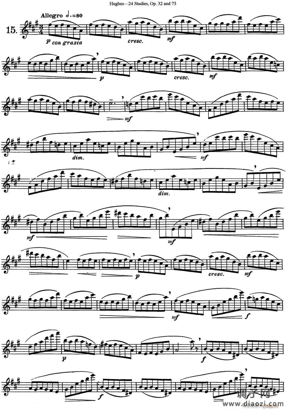 胡埃斯24首长笛练习曲Op 32（NO 15） 长笛