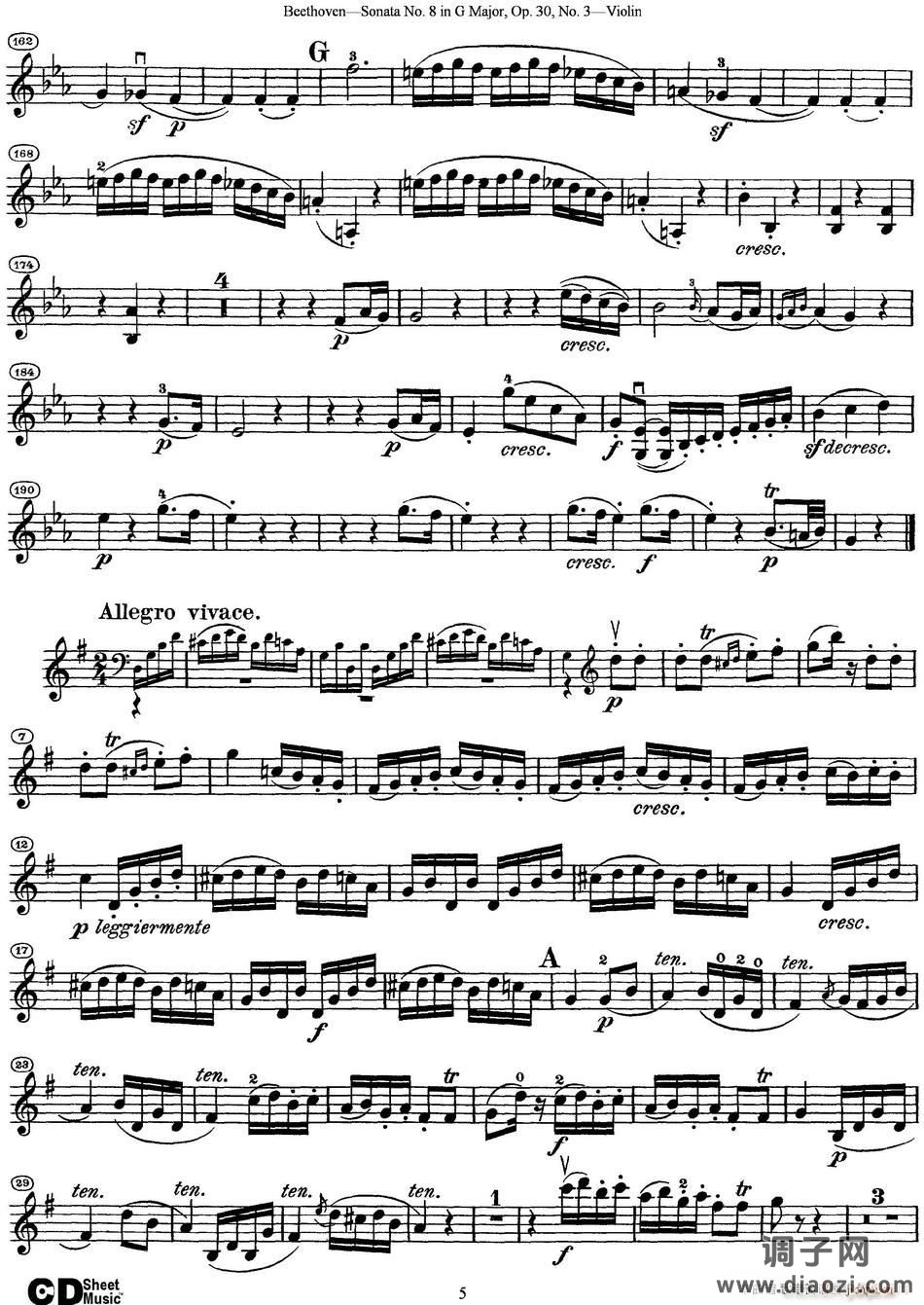Violin Sonata No 8 in G Major Op 30 No 3