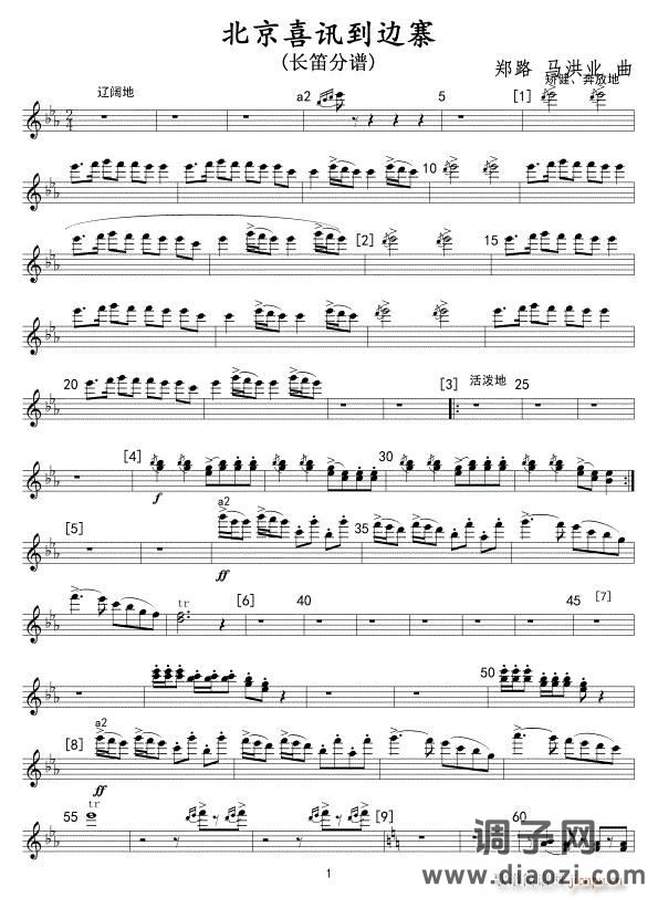 北京喜讯到边寨(长笛分谱)01