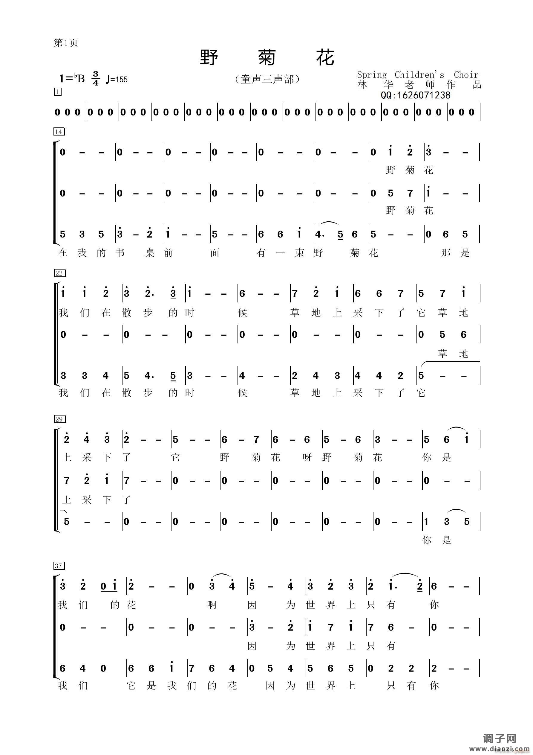 林华老师作品野菊花合唱谱