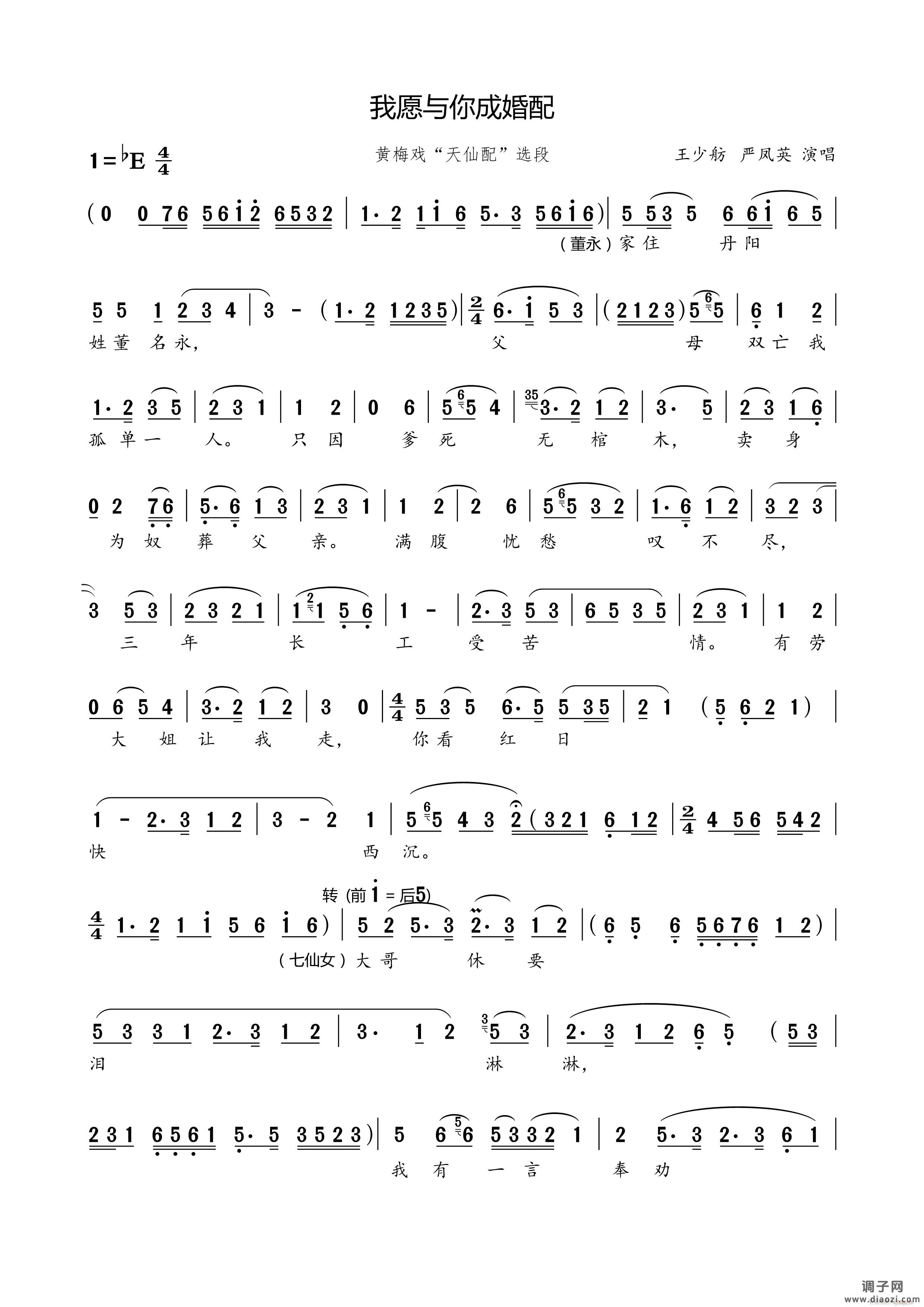 我愿与你配成婚（黄梅戏 天仙配 选段）