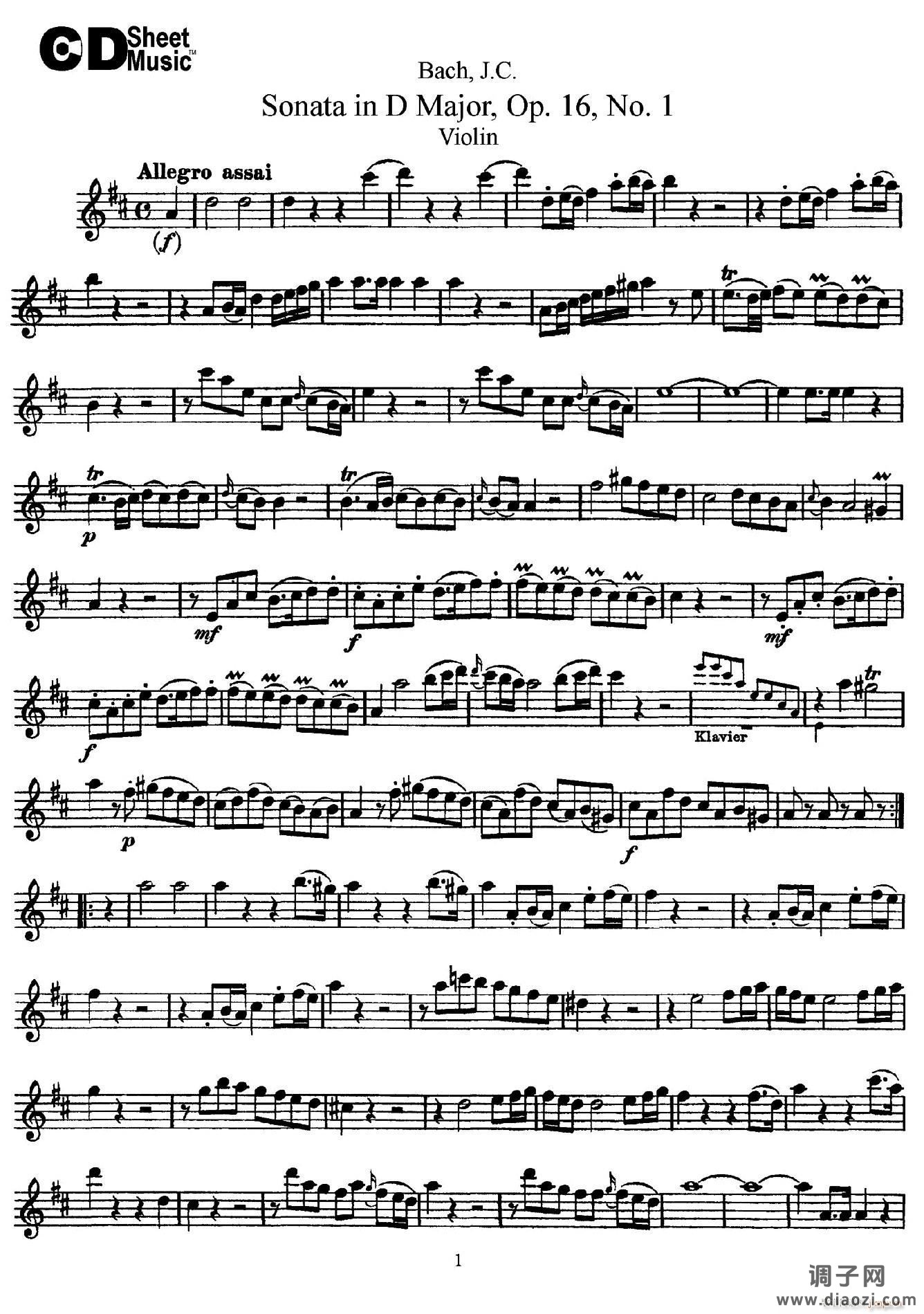 Sonata in D Major Op 16 No 1