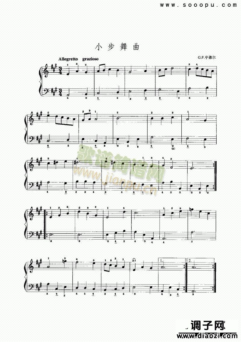 A大调小步舞曲 键盘类 手风琴