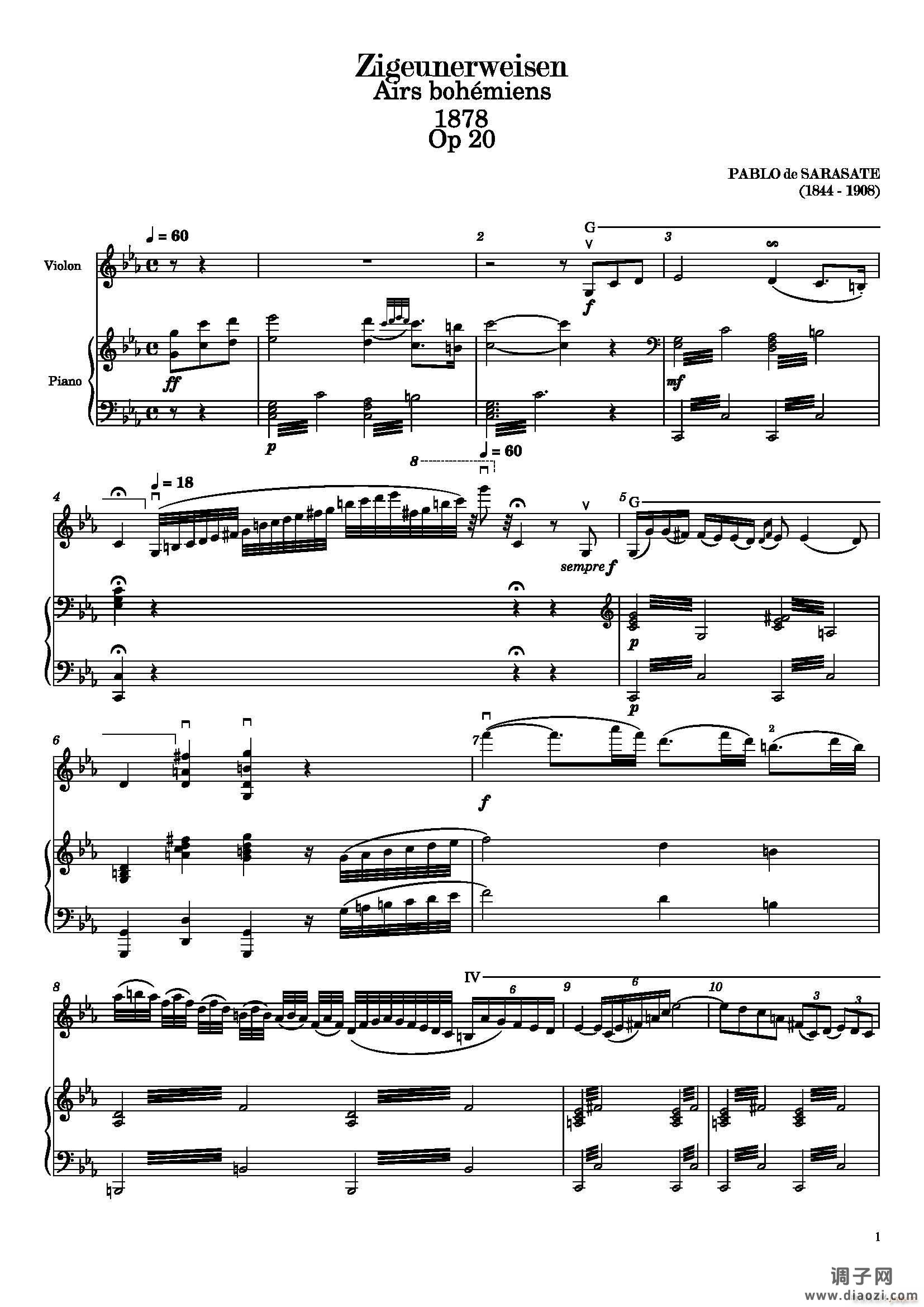 萨拉萨蒂 流浪者之歌(小提琴、钢琴)