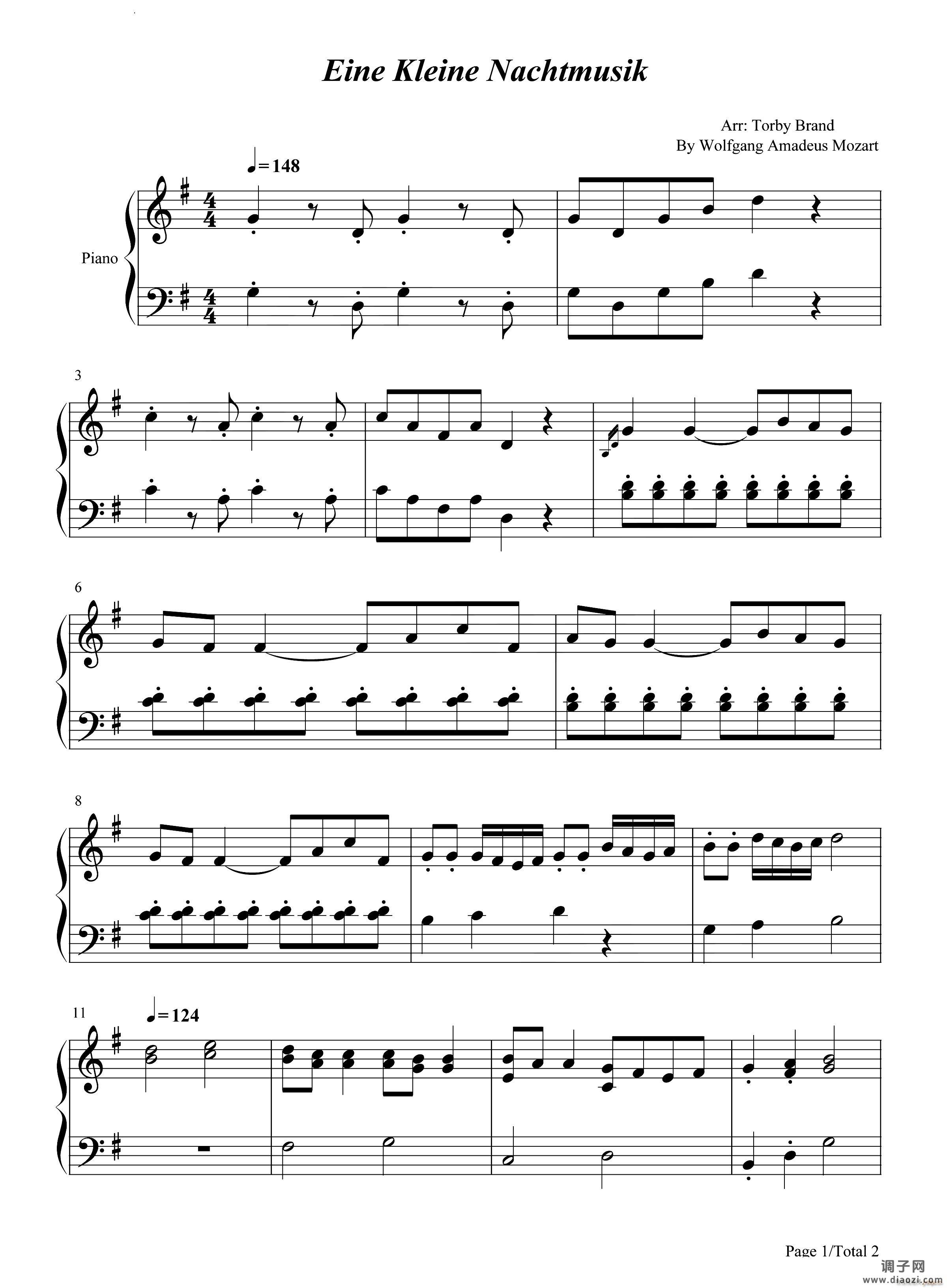 弦乐小夜曲-G大调第13号小夜曲-Eine kleine Nachtmusik-简单版