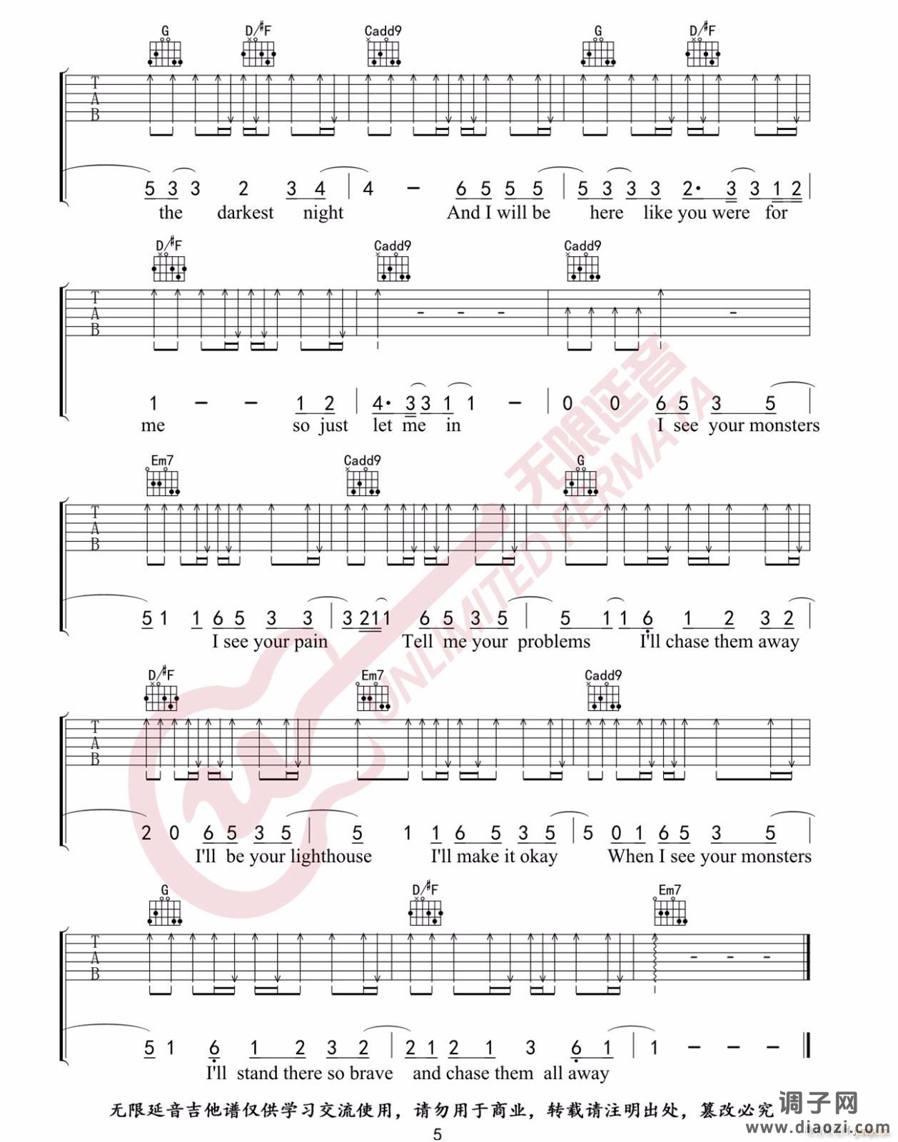 Monsters ( G调原版编配)