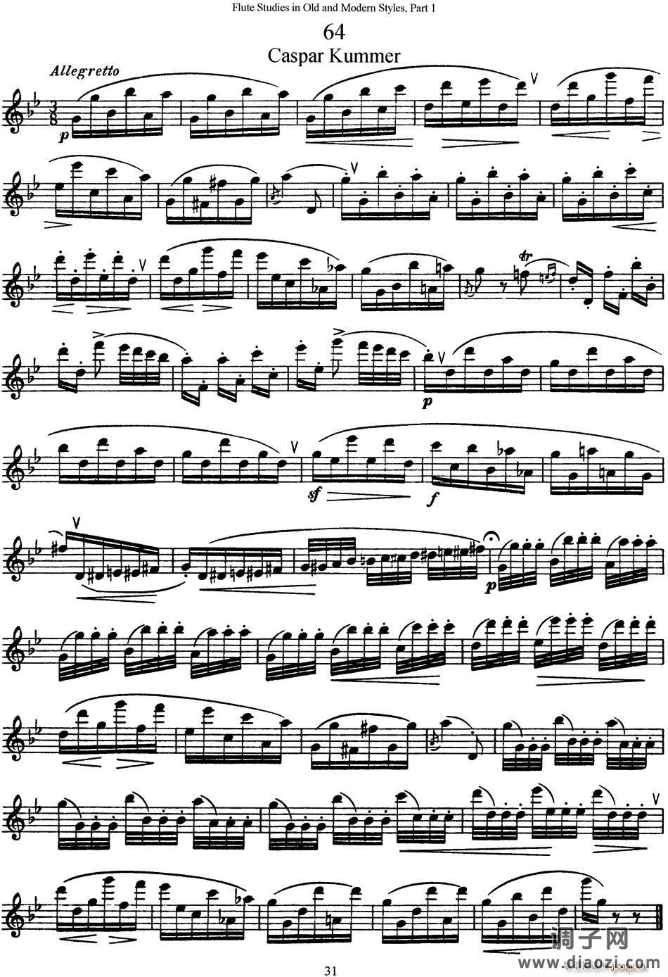 斯勒新老风格长笛练习重奏曲(第一部分)(NO 64) 长笛