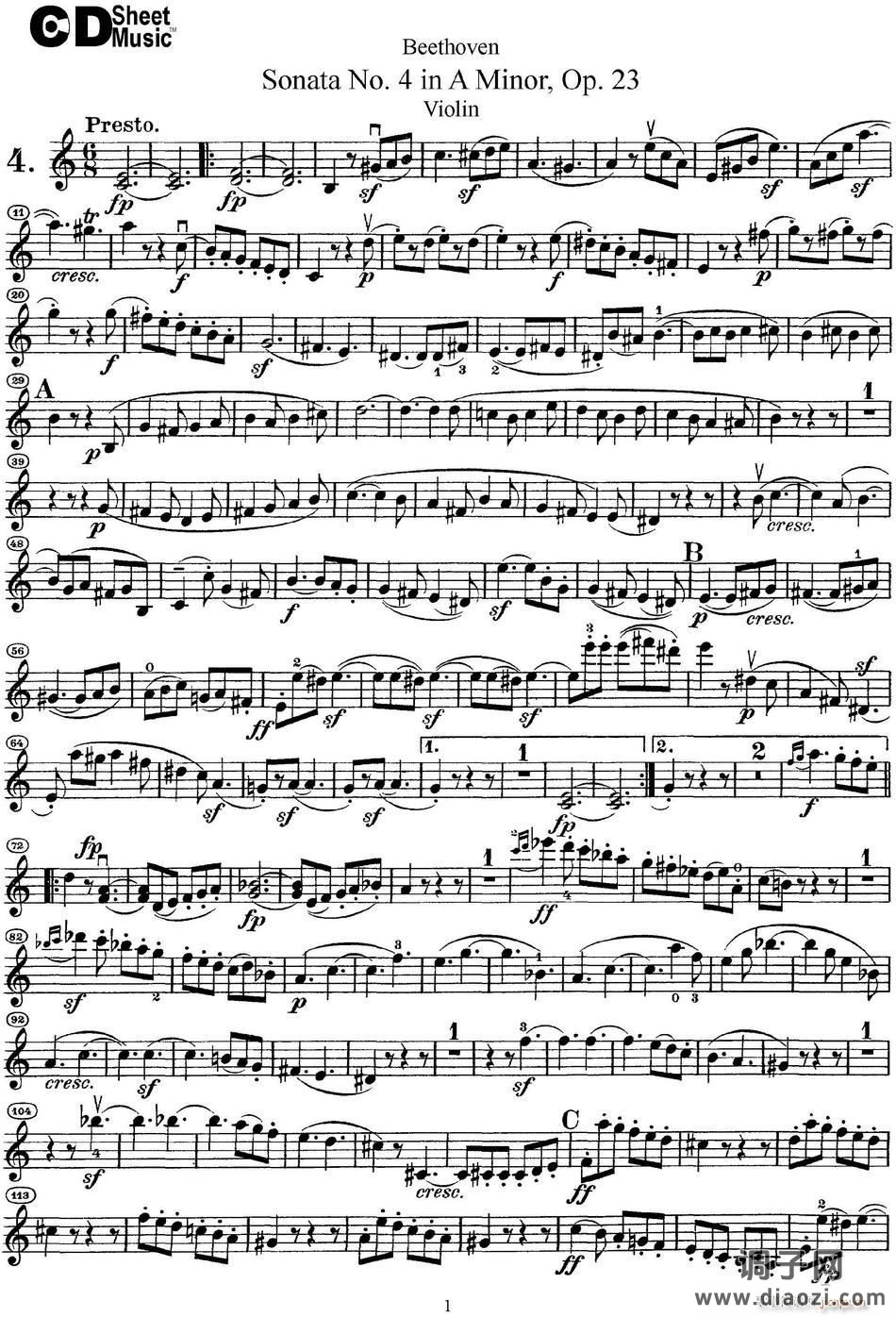 Violin Sonata No 4 in A Minor Op 23