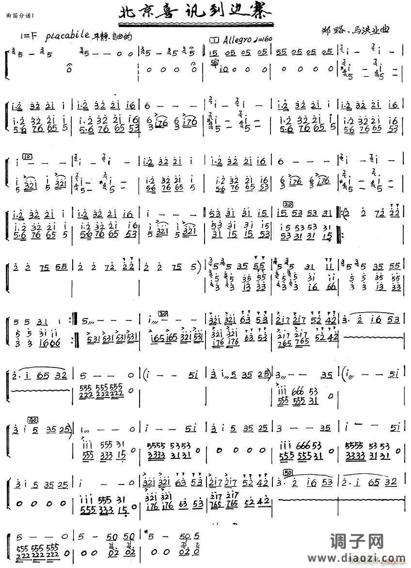 北京喜讯到边寨（新笛分谱）1