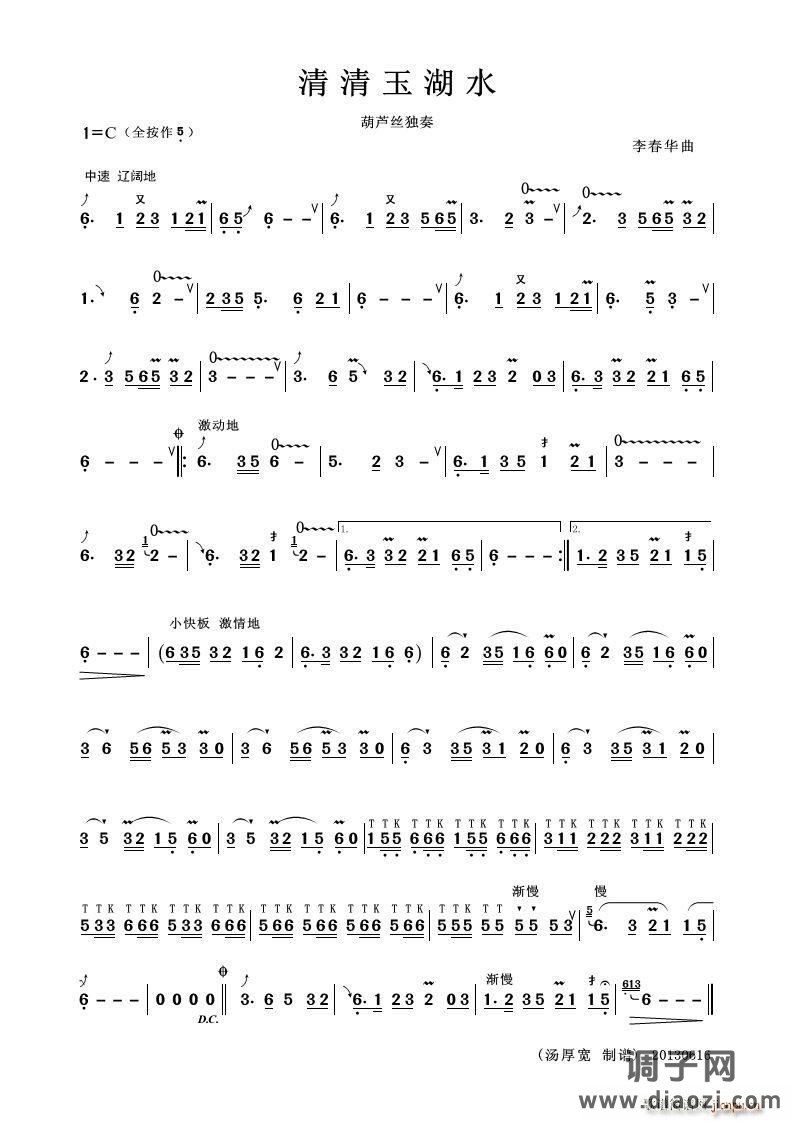 清清玉湖水（葫芦丝独奏）