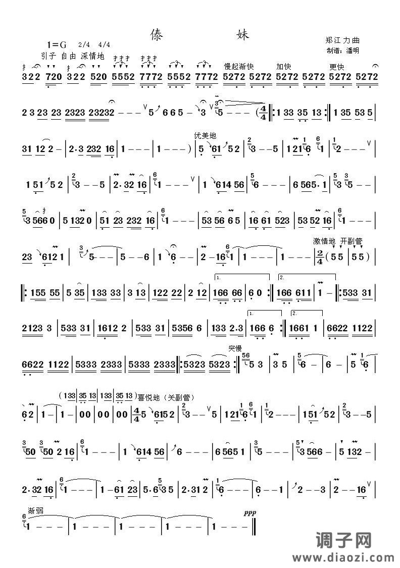 傣妹《葫芦丝独奏曲》