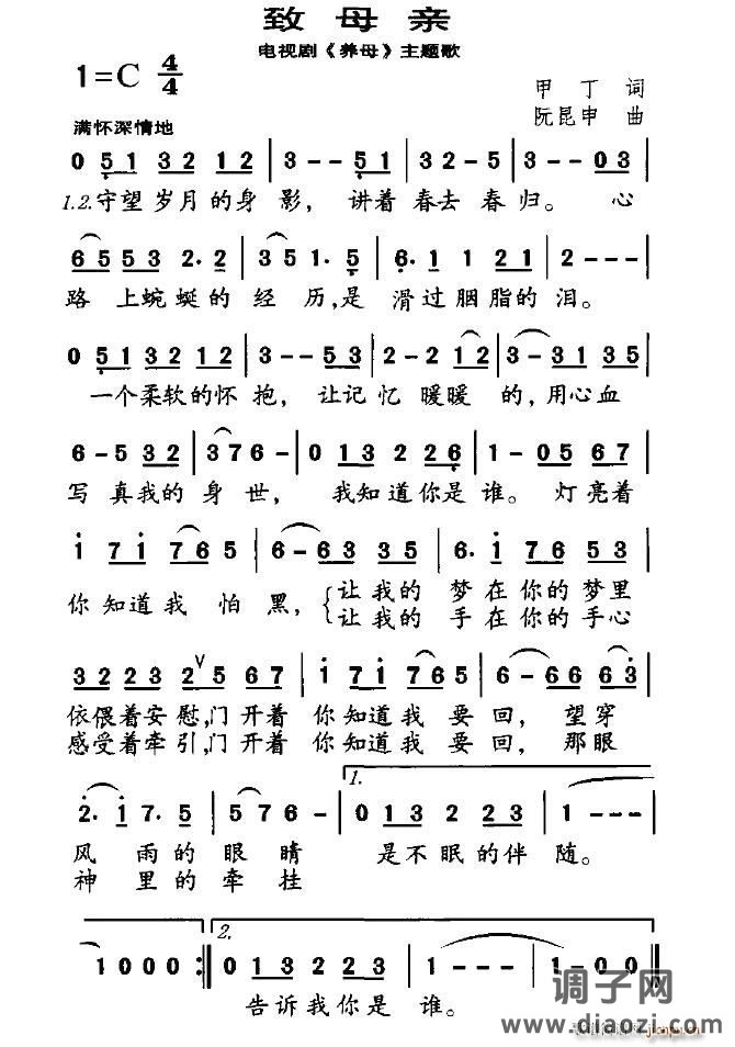 致母亲（电视剧《养母》主题歌）