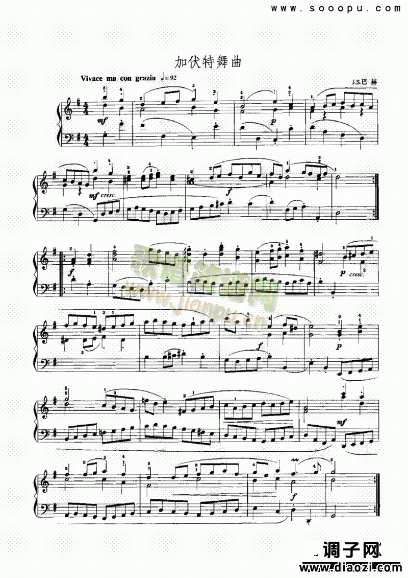 G大调加伏特舞曲 键盘类 手风琴