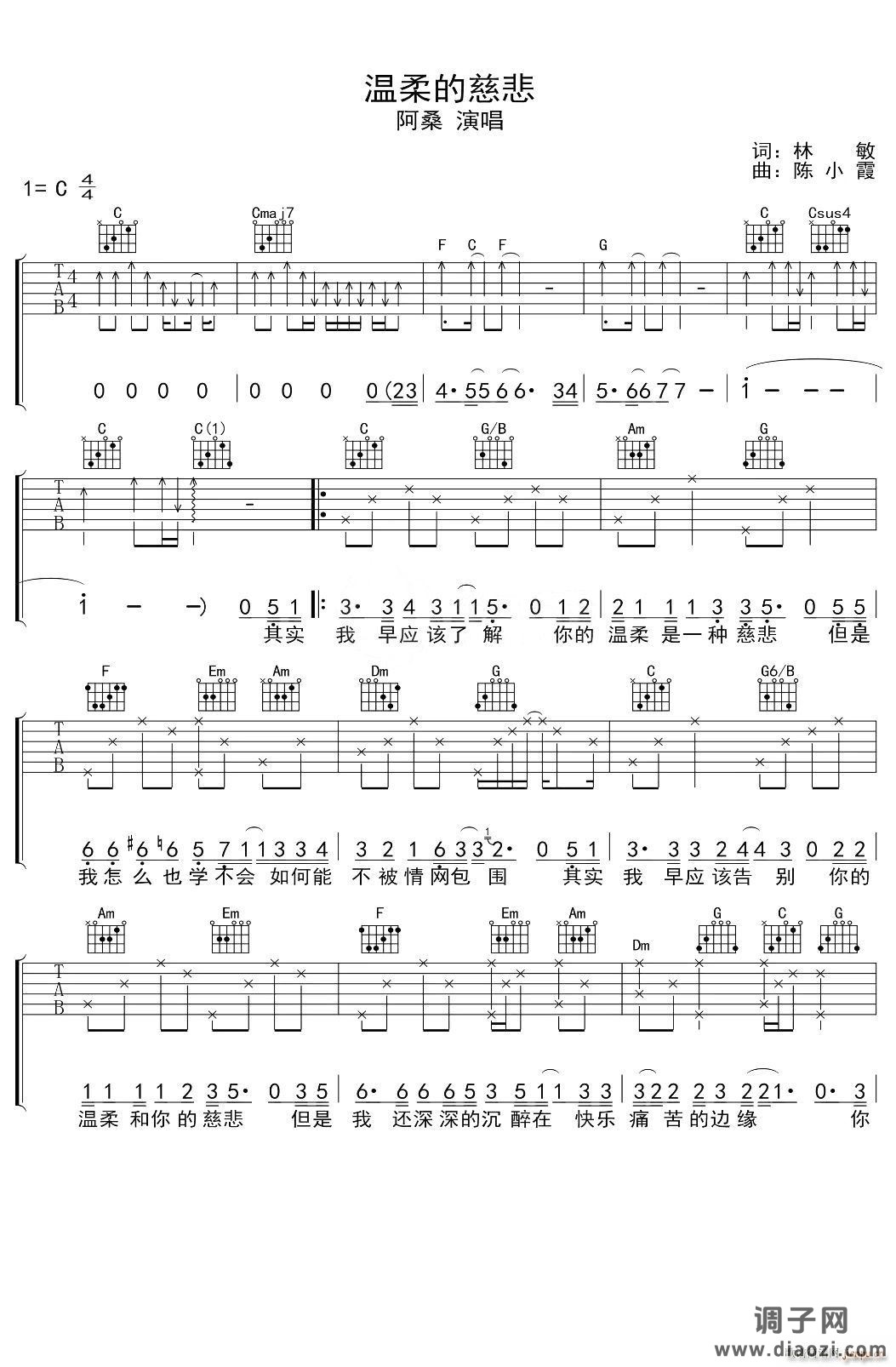 温柔的慈悲 -C调