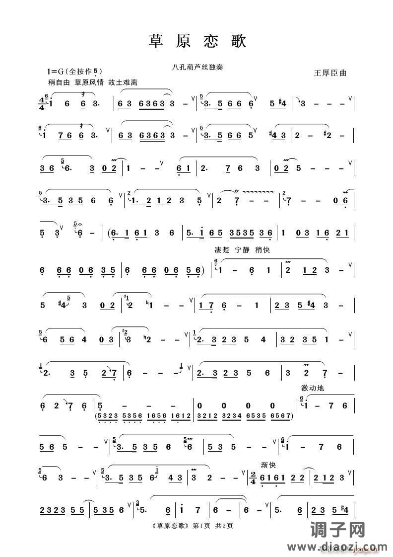 草原恋歌（八孔葫芦丝独奏）