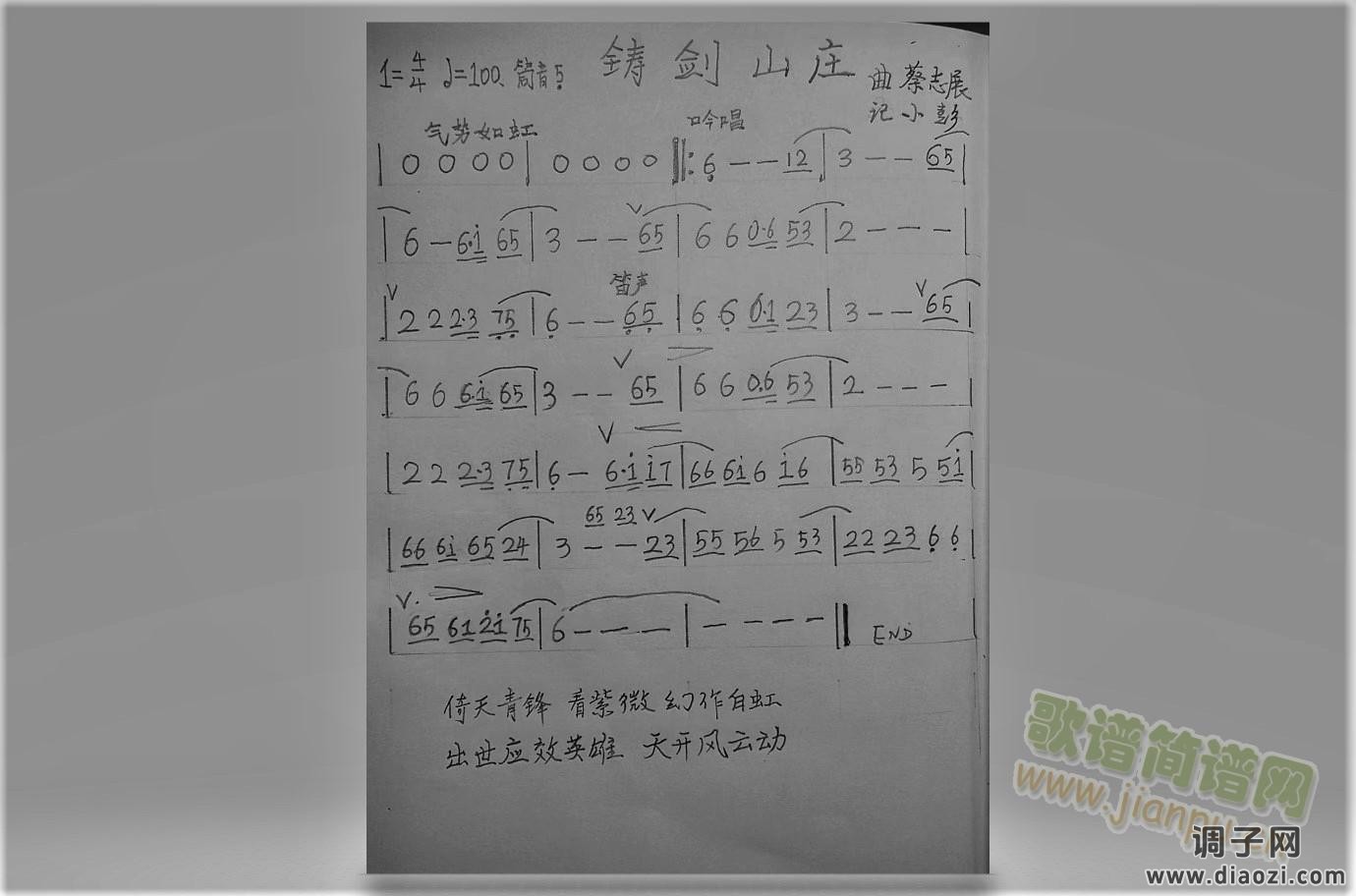 铸剑山庄-简谱-笛子