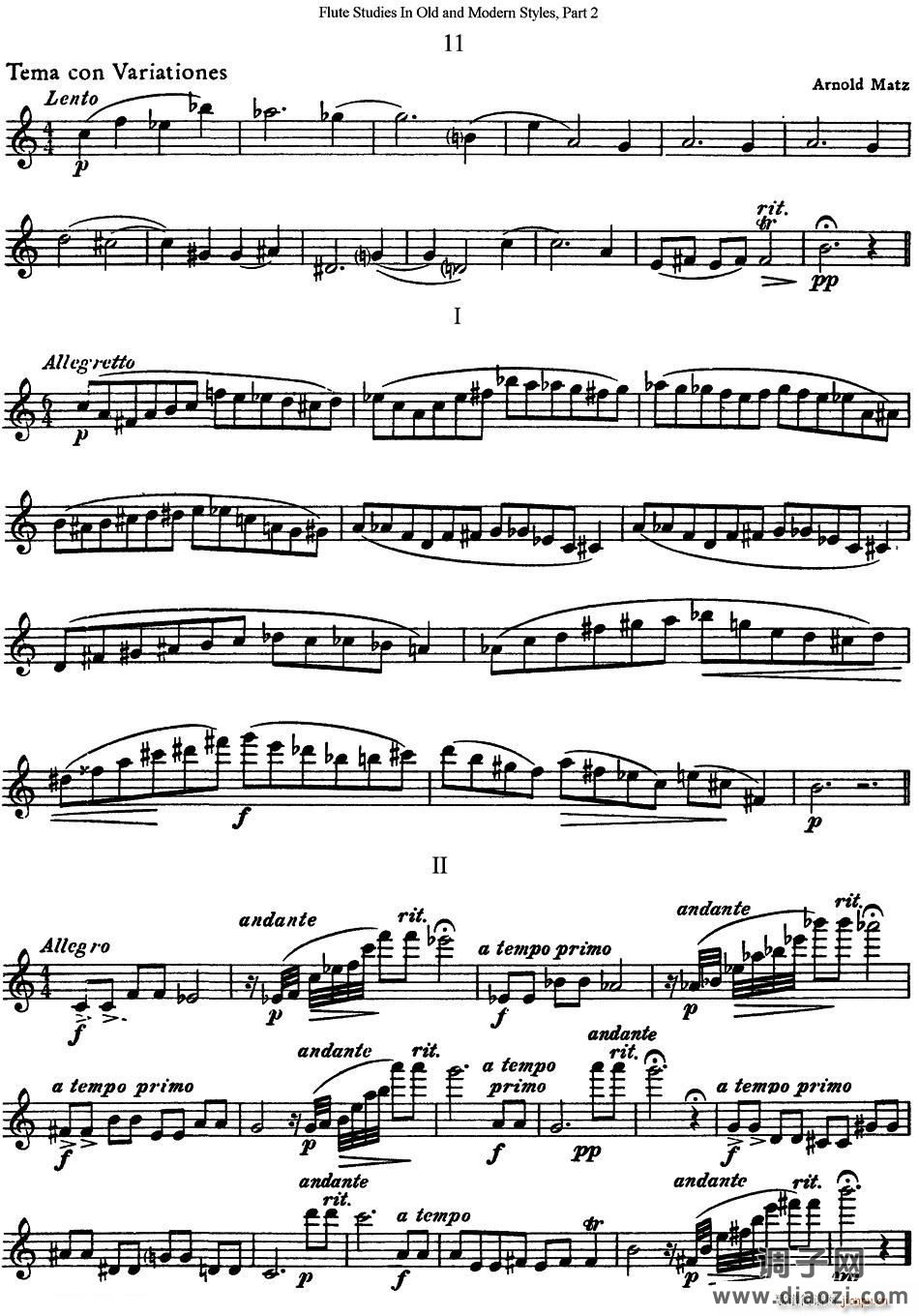 斯勒新老风格长笛练习重奏曲（第二部分）（NO 11） 长笛