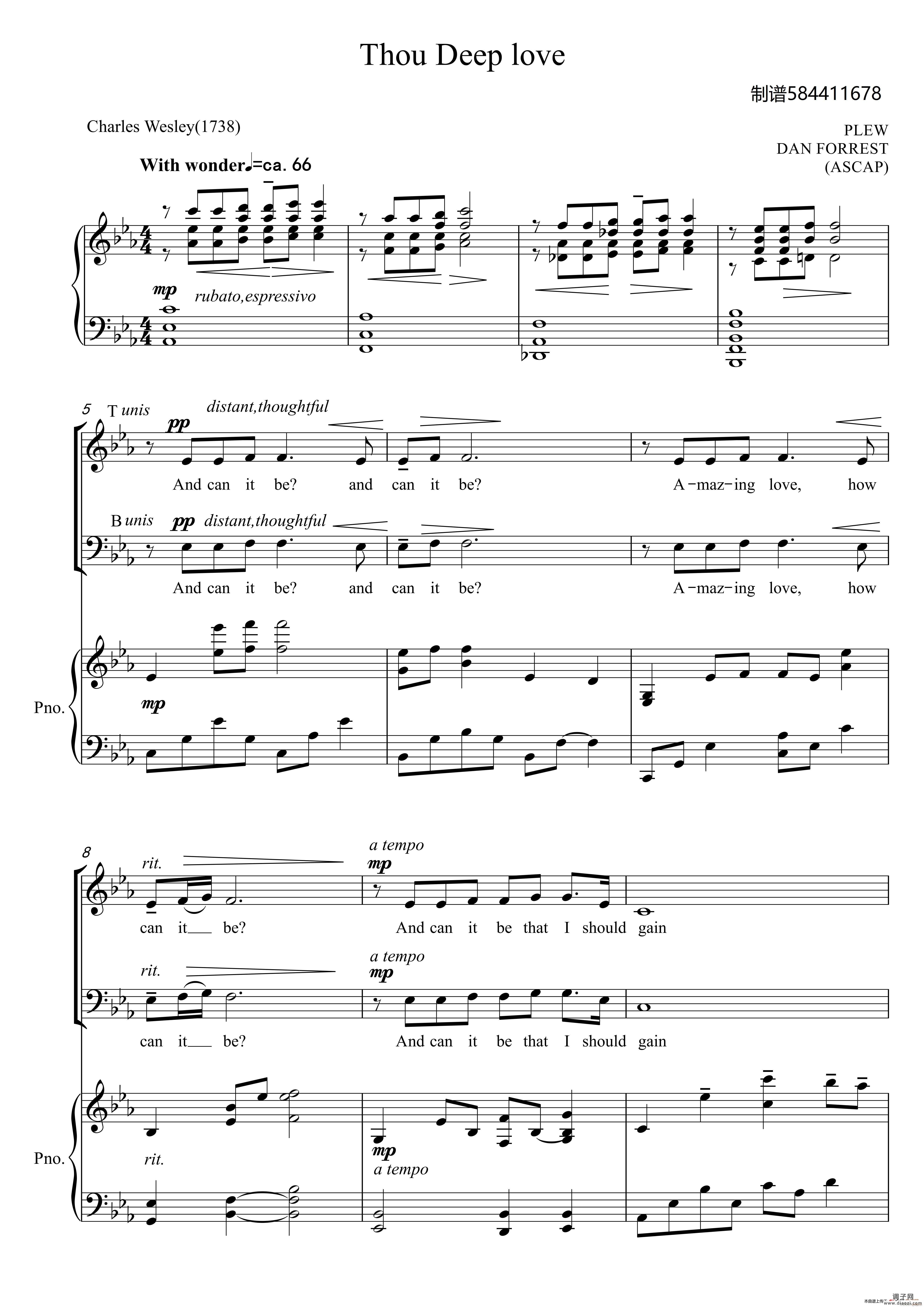 Thou Deep love合唱谱（男声合唱）